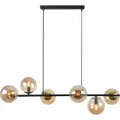 Light11 HOME Hängelampe Siena, schwarz und gold, 6 flache Lampenschirme, Honigfarbe, E14