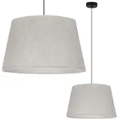 Light11 HOME Hängelampe, Leinenkegel, schwarz, 1 flach, hellbeiger Lampenschirm, L01 44cm