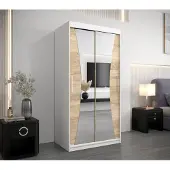 Minio Kleiderschränk 100 cm MONACO Weiß / Sonoma Eiche
