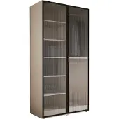 3Xeliving Kleiderschrank, Sandbeige / klares Glas, 100 x 200 x 51 cm