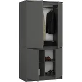 BDW 4-Türiger Kleiderschrank, Garderobenschrank 4 Fachböden, Grau