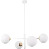 Light11 HOME Vicenza Weissgold Hängelampe 4 Flache Weisse Lampenschirme E14