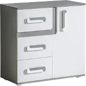 Minio , Kommode 85 cm, "Arezzo", Anthrazit / Weiß / Anthrazit Farbe