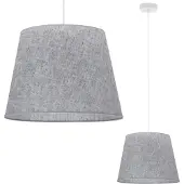 Light11 HOME Hängelampe, Leinenkegel, weiß, 1 flach, grauer Lampenschirm L03 38 cm