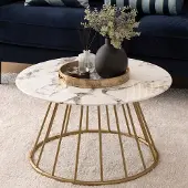 Zesso Eazy Living Couchtisch Ø 70 cm Yvonne Weiß - Gold