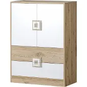 Minio , Kommode 80 cm, "Nimes", Eiche hell / weiß Farbe