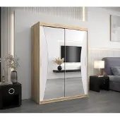 Minio Kleiderschränk 150 cm MONACO Sonoma Eiche / Weiß