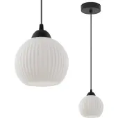 Light11 HOME Riffle Hängelampe Schwarz 1 Flacher Weisser Lampenschirm Kugel E27