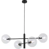 Light11 HOME Vicenza Hängelampe Schwarz Chrom 4 Flache Klarlampe E14