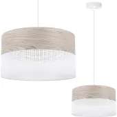 Light11 HOME Einzelne Hängelampe, Lampenschirm aus weißem Eichenfurnier, 30 cm