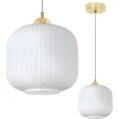 Light11 HOME Hängelampe RIFFLE Gold 1-flammig Weiß Zylinder 20cm E27