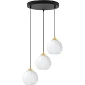 Light11 HOME Costa Schwarz-Goldene Hängelampe – 3-flammige Pendelleuchte mit weißen Kugeln E27
