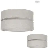 Light11 HOME Duo Leinen Hängelampe Weiss 1 Flache Licht Beige Lampenschirm L01 40Cm