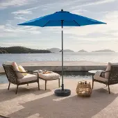 LVHOM Sonnenschirm Ø 264cm, Sonnenschutz UPF 50+, Ampelschirm, Marktschirm, Himmelblau