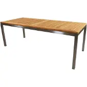 In And OutdoorMatch Tisch - 220x92 cm - Edelstahl -Teakholz