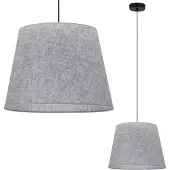 Light11 HOME Hängelampe, Leinenkegel, schwarz, 1 flach, grauer Lampenschirm L03 38 cm
