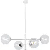 Light11 HOME Vicenza Hängelampe Weiss Chrom 4 Flache Klarlampe E14
