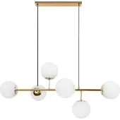 Light11 HOME Siena Gold Deckenleuchte 6 Flache Weisse Lampenschirme E14 Lange Arme