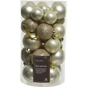 Décoris 30 Weihnachtskugeln glänzend matt-glänzend Kunststoff sortiert Perle (bruin)