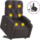 Syfax Massagesessel mit Aufstehhilfe Dunkelbraun Stoff