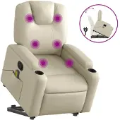 Syfax Massagesessel mit Aufstehhilfe Creme Kunstleder