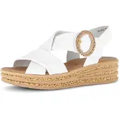 Gabor Keilsandalette , Damen, Gr. 41, Leder, weiß (creme), Nappaleder, Schuhe Keilsandalette, Plateau, Riemchensandale, Sommerschuh mit Zierschnalle