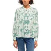 Mustang Langarmbluse "Damen Style Feminine blouse", Damen, Gr. 36, grün (grün 12871), Chiffon, 100% Modal, geblümt, regular fit normal, Blusen Langarmbluse
