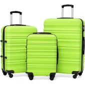 Sonstiges COOLIFE Hartschalen-Koffer Trolley Set, TSA-Schloss, 4 Rollen Grün