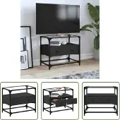 The Living Store TV-Schrank mit Glasplatte Schwarz 60x35x51 cm Holzwerkstoff
