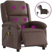 Syfax Massagesessel Elektrisch Braun Kunstleder