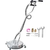 Vevor 465 mm Hochdruckreiniger, Oberflächenreiniger, Flächenreiniger aus Edelstahl mit 4 Rädern, max. 4000 PSI, 3/8-Schnellanschluss, 2 Sprühdüsen, Doppelgriff, für Beton, Terrasse, Gehweg