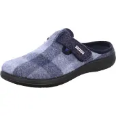 Rohde Pantoffel "Bari", Damen, Gr. 42, blau, Filz, kariert, Schuhe Pantoffel, Hausschuh, Filz Clog, Homeslipper mit Klettverschluss