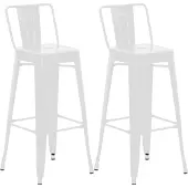CLP Barhocker 2er Set mit Lehne im Industrial-Look Mason, mit Rückenlehne und Fußablage, Barstuhl mit Rückenlehne und Bodenschoner, Farbe: weiß
