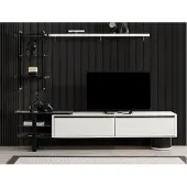 AEA Wohnzimmer RTV Lowboard TV Ständer Schrank Holz Weiß Regale Wohnwand