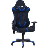 Happyment Gaming-Stuhl Sheffield – Kunstleder – Mit Rückenlehne und Armlehnen – Höhenverstellbar – Ergonomisch – Blau/Schwarz