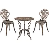 Casa.pro [] Bistro-Set Gußeisen bronze Tisch+ Stuhl Set 3-teilig antik Gartengarnitur