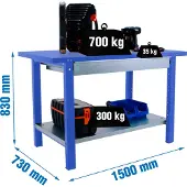 Simon Rack SIMONWORK BT6L PRO METAL 1BOX 1500 BLAU Werkbank mit Parafuses
