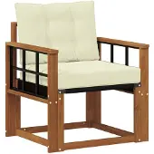 Syfax Outdoor-Sofa Massives Akazienholz und Textilene Natur und Creme
