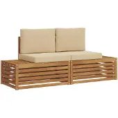 vidaXL 2 stk. Outdoor-Sofagarnitur Massives Akazienholz und Polyester