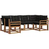 vidaXL Outdoor-Sofagarnitur 6 stk. Natürlich und Schwarz