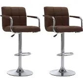 Syfax 2er Set Barhocker Braun Stoff drehbar höhenverstellbar Sitzhöhe 63-83 cm