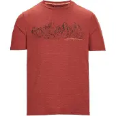 Killtec T-Shirt "MN TSHRT C", Herren, Gr. S, rot (ocker), Obermaterial: 92% Polyester, 8% Elasthan, Rundhals, Shirts T-Shirt, Schnelltrocknendes Herren T-Shirt mit Berg-Print und Melange-Optik