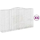 vidaXL Gabionen mit Hochbogen 6 Stk. 400x50x220/240cm Verzinktes Eisen