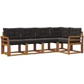 vidaXL Outdoor-Sofagarnitur 5 stk. Natürlich und Schwarz