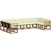 vidaXL Outdoor-Sofagarnitur 10 stk. Natur und Creme