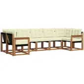 vidaXL Outdoor-Sofagarnitur 7 stk. Natur und Creme