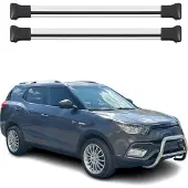 Omtec Dachgepäckträger, Querstange, für Ssangyong XLV, Baujahr 2016-2020, Aluminium, grau