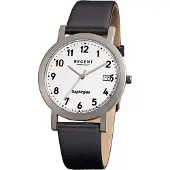 Regent Herren-Titanuhr schwarz Analog F-690 Leder-Armband D2URF690