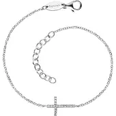 Engelsrufer Silberarmband "Armband Armkette Kreuz", silber (silberfarben, kristallweiß, kristallweiß), Armbänder, Damen, 20cm, Silber 925 (Sterlingsilber), Silberarmband, mit Zirkonia (synth.)