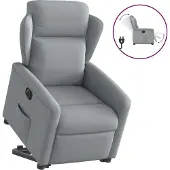 Syfax Relaxsessel mit Aufstehhilfe Elektrisch Hellgrau Stoff